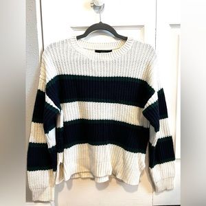 Forever 21 Navy Blue/Hunter Green Striped Sweater - Size Small